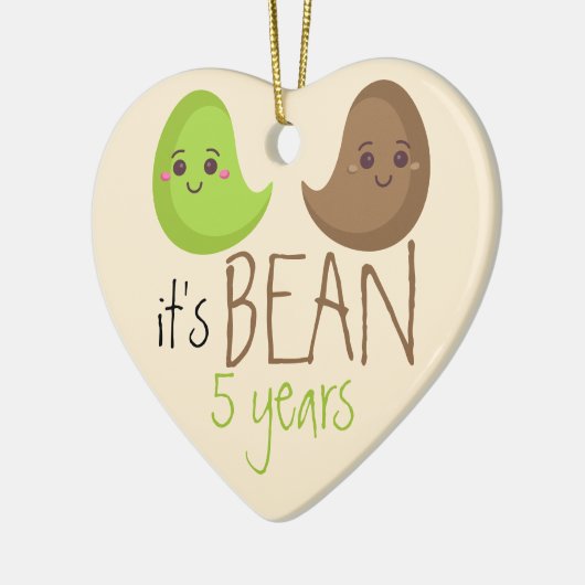Fifth Funny Wedding Bean Five years couple Keramisch Ornament (Links)