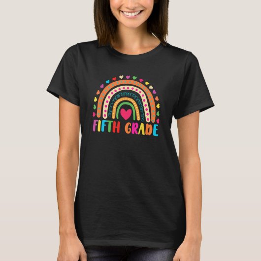 Fifth Grade 5th Grade Rainbow Teachers Kids Back t T-shirt (Voorkant)