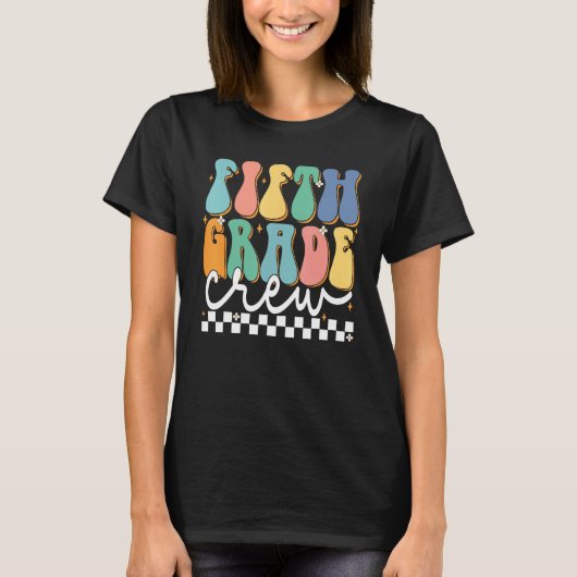Fifth Grade Crew Groovy Back School 5th Grade Teac T-shirt (Voorkant)