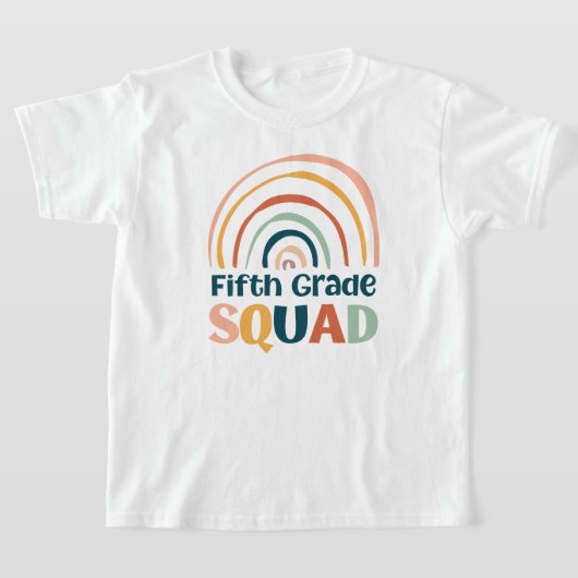 Fifth Grade Squad retro boho regenboog kleurrijk T-shirt (Laagn)