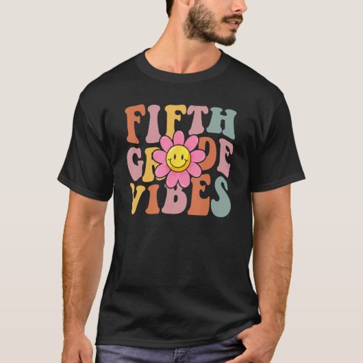 Fifth Grade Vibes Back To School Groovy Teacher Gi T-shirt (Voorkant)