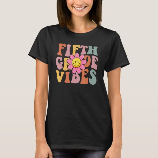 Fifth Grade Vibes Back To School Groovy Teacher Gi T-shirt (Voorkant)