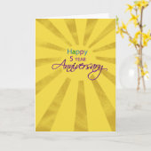 Fifth Year Employee Business Anniversary Sun Kaart (Gele Bloem)