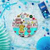 Fifties Diner Nostalgic Couple Holding Hands Art Papieren Bordje (Feest)