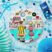 Fifties Diner Nostalgic Couple Holding Hands Art Papieren Bordje (Feest)