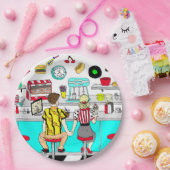 Fifties Diner Nostalgic Couple Holding Hands Art Papieren Bordje (Feest)