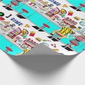 Fifties Diner Nostalgic Couple Holding Hands Cadeaupapier (Hoek)