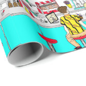 Fifties Diner Nostalgic Couple Holding Hands Cadeaupapier (Rol Hoek)