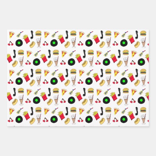 Fifties Diner Nostalgic Couple Holding Hands Inpakpapier Vel (Voorkant 3)