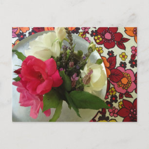 Fifties Fabric Flower Postcard Briefkaart
