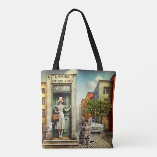 Fifties Fine Art Crazy Cat Lady Tote Bag (Achterkant)