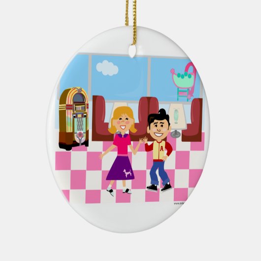 Fifties Fun Sock Hop Diner Keramisch Ornament (Rechts)