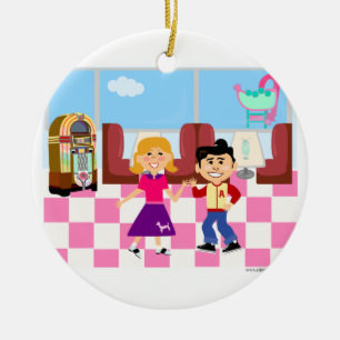Fifties Fun Sock Hop Diner Keramisch Ornament
