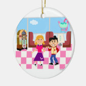 Fifties Fun Sock Hop Diner Keramisch Ornament (Links)