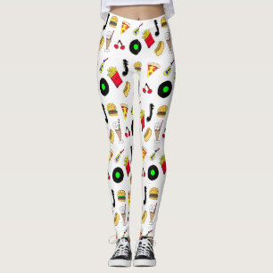 Fifties Graphics met Milkshakes, hotdogs Retro Leggings