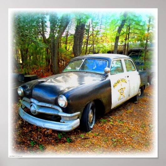 Fifties Highway Patrol Car in Junk Yard Weeds Poster (Voorkant)
