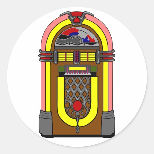 Fifties Jukebox Ronde Sticker (Voorkant)