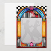 Fifties Party Invitations, 50's Rock in Roll Notitiekaartje (Voorkant / Achterkant)