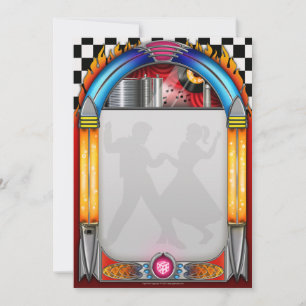 Fifties Party Invitations, 50's Rock in Roll Notitiekaartje