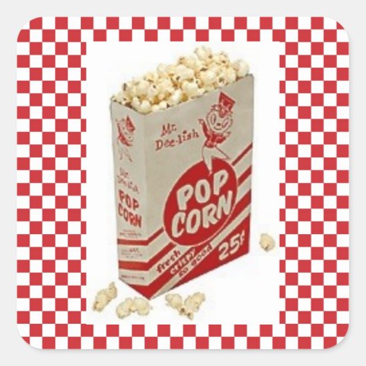  Fifties Pop Corn Red Check Stickers (Voorkant)
