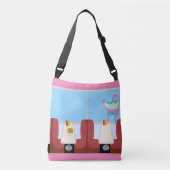 Fifties Sock Hop Era Retro Diner Cartoon Crossbody Tas (Voorkant)