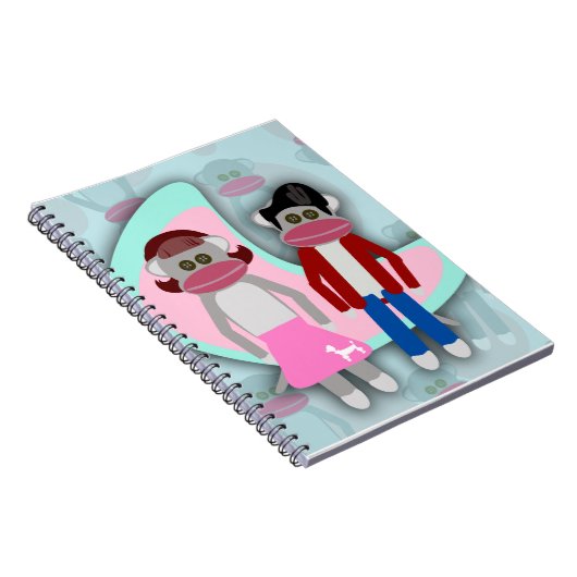 Fifties Sock Hop Sock Monkeys  Art Fun Notitieboek (Rechterzijde)