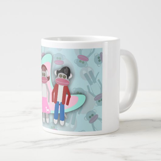 Fifties Sock Hop Sock Monkeys Grote Koffiekop (Voorkant rechts)
