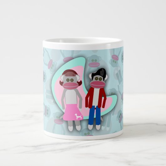 Fifties Sock Hop Sock Monkeys Grote Koffiekop (Voorkant)