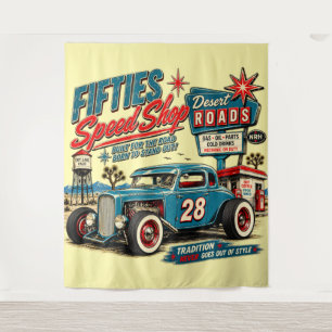 Fifties Speed Shop Desert Roads Dekbedhoes – Vint Wandkleed