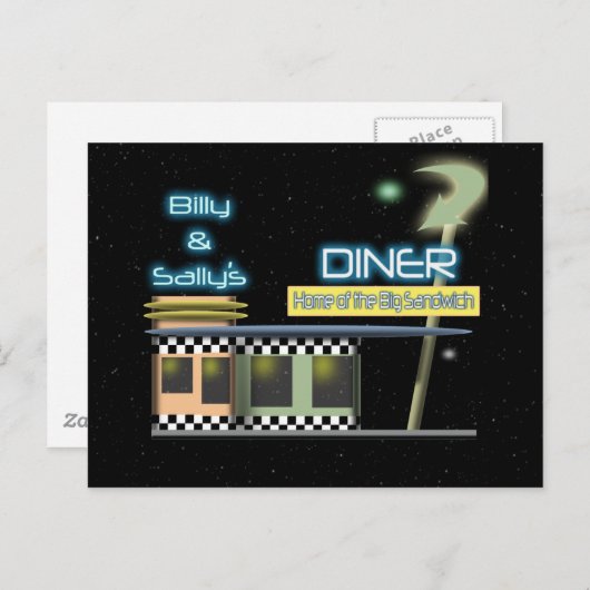 Fifties Style Diner Briefkaart (Voorkant / Achterkant)