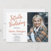 Fiftieth Birthday Photo Rustic Boho Script  50th  Kaart (Voorkant)