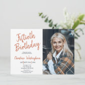 Fiftieth Birthday Photo Rustic Boho Script  50th  Kaart (Staand voorkant)