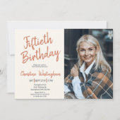 Fiftieth Birthday Photo Rustic Boho Script  50th  Kaart (Voorkant)