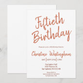 Fiftieth Birthday Rustic Boho Typography 50th Kaart (Voorkant / Achterkant)