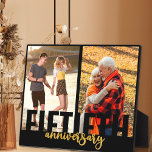 Fiftieth Jubileum Overmaatse Typografie 2 Foto Fotoplaat<br><div class="desc">Moderne fotoplaquette voor je gouden trouwdag. Het ontwerp kenmerkt moderne overmaatse typografie en borstelmanuscript in zwart en goud. Het fotomalplaatje is opstelling voor u om twee van uw favoriete foto's toe te voegen, die in portretformaat worden getoond. Een mooie kans om een oude foto te laten zien met een recente...</div>