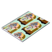 Fifts Jukeboxes Retro Minty Joy Art Patroon Notitieboek (Linkerzijde)