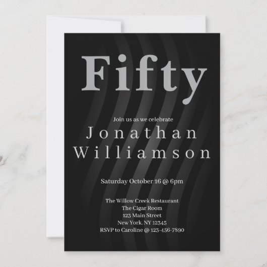 Fifty | 50th Birthday Party Black Kaart (Voorkant)