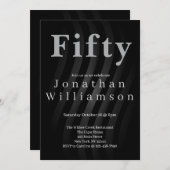 Fifty | 50th Birthday Party Black Kaart (Voorkant / Achterkant)