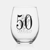 Fifty 50th Birthday Wijnglas Zonder Voet (Voorkant)