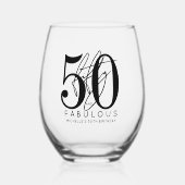 Fifty 50th Birthday Wijnglas Zonder Voet (Voorkant)
