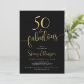 Fifty and Fabulous 50th Birthday Black Gold Kaart (Staand voorkant)