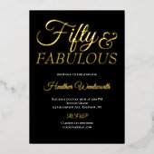 Fifty and Fabulous 50th Birthday Foil Script Folie Uitnodiging (Voorkant)
