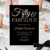 Fifty and Fabulous 50th Birthday Foil Script Folie Uitnodiging
