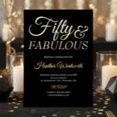 Fifty and Fabulous 50th Birthday Foil Script Folie Uitnodiging