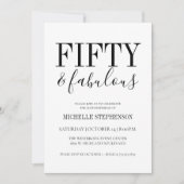 Fifty And Fabulous 50th Birthday Party Black White Kaart (Voorkant)
