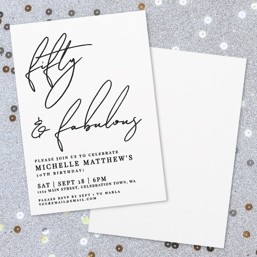 Fifty And Fabulous 50th Birthday Party Kaart