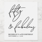 Fifty And Fabulous 50th Birthday Party Wijn Etiket (Enkel label)