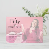 Fifty and Fabulous 50th Birthday Photo Invitation Kaart (Staand voorkant)