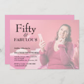 Fifty and Fabulous 50th Birthday Photo Invitation Kaart (Voorkant / Achterkant)