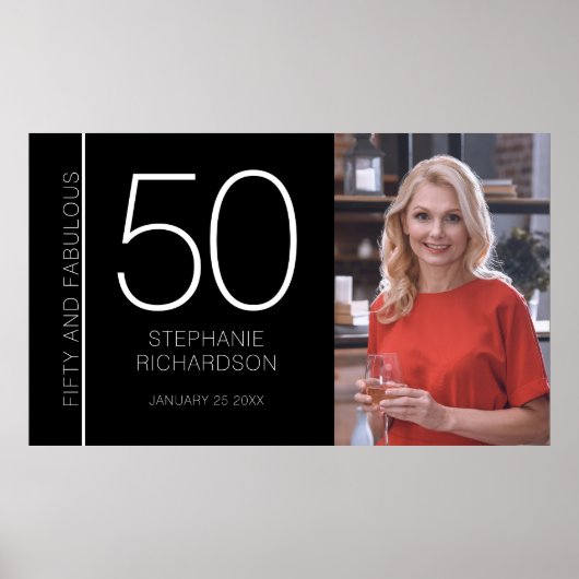 Fifty and Fabulous 50th Birthday Photo Poster (Voorkant)